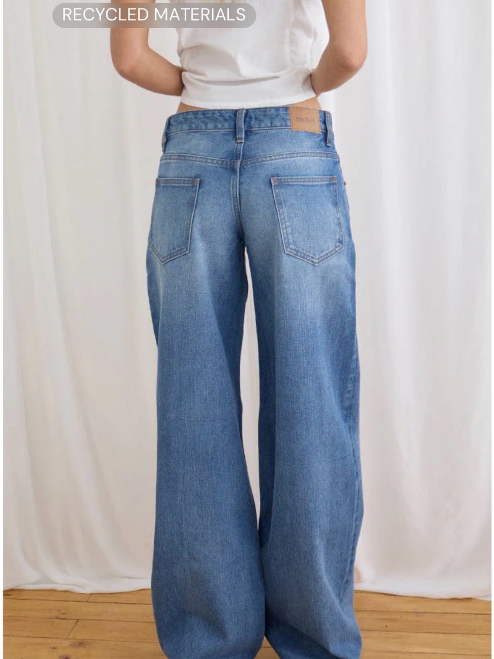 Motel Rocks Low Rise Roomy Jeans In Fade Blue - Picture 2 of 5